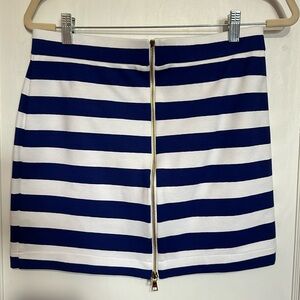 Amour Vert marine blue stripe stretch mini skirt size large